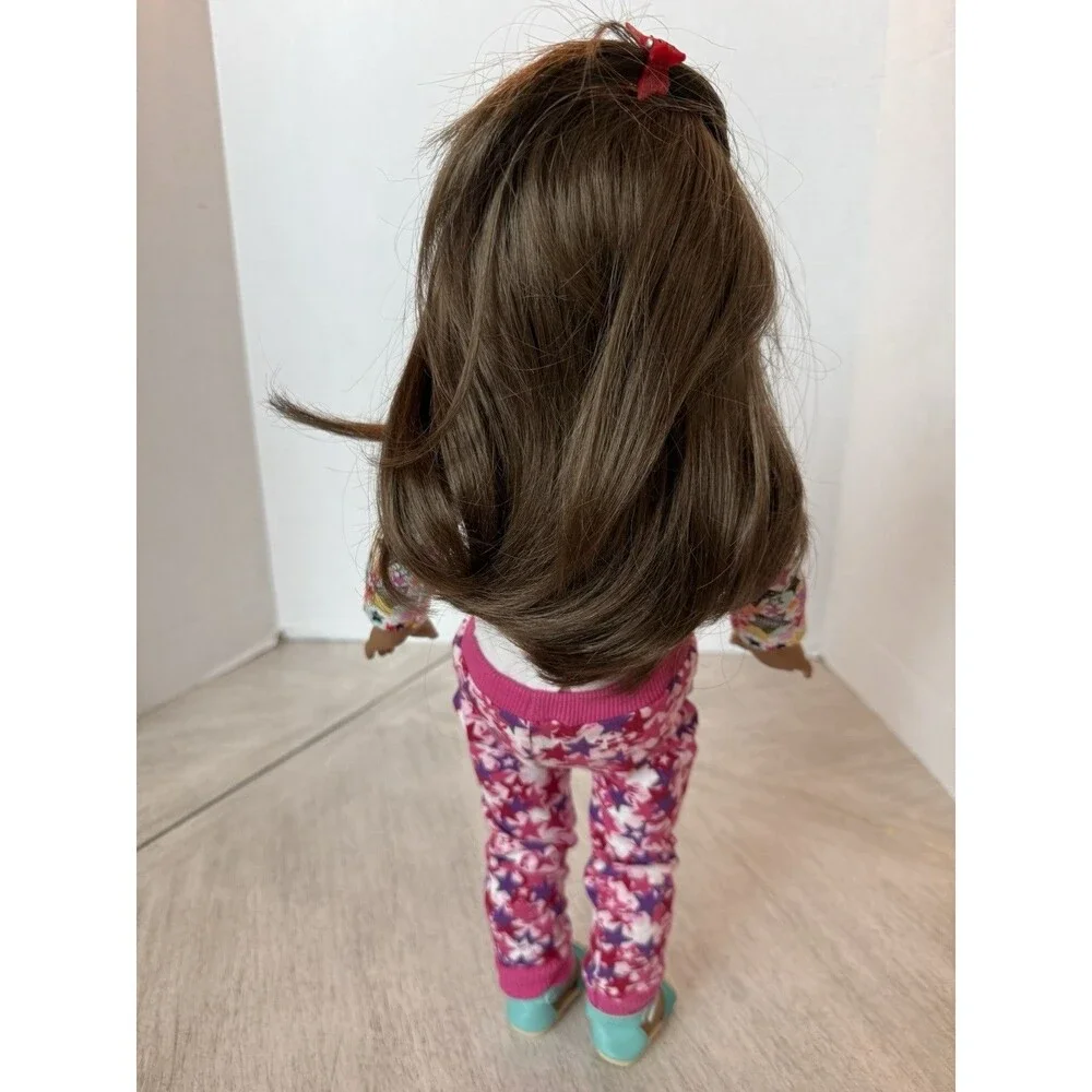 American Girl Truly Me 59 Doll 18” Brown Hair Eyes in Coconut the pup PJs Set